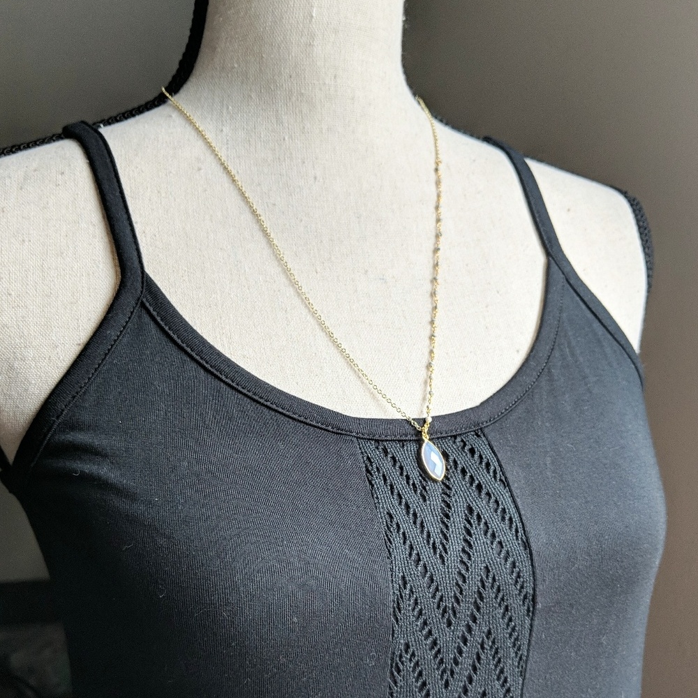๐LAST 1๐ Blue Agate 14k Gold Plate Necklace - Picture 5 of 5
